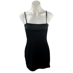 Collusion Womens Black Sleeveless Ribbed Knit Zip Cami Tank Mini Bodycon Dress 6